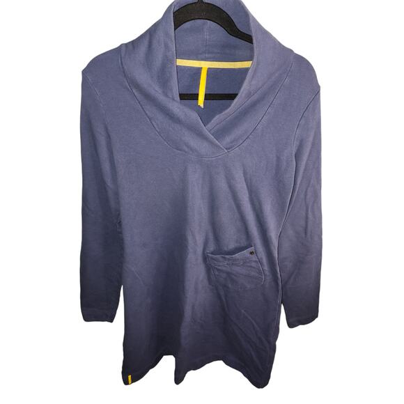 Lole Cowlneck Sweatshirt‎ Organic Cotton Tunic Dress Blue Size Large - Picture 1 of 10